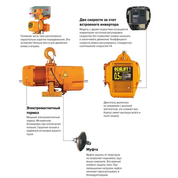 OCALIFT M005-01s 500 кг 12 м Таль цепная электрическая передвижная 380В М5 в Санкт-Петербурге купить по выгодной цене 100kwatt.ru